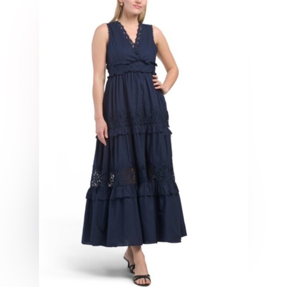 NEW ENDLESS ROSE Navy Sleeveless Lace Inset Maxi Dress